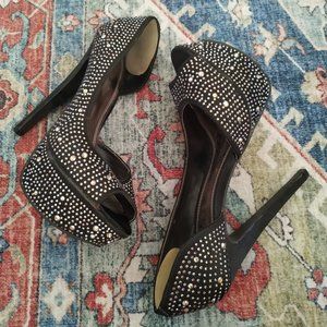 Bakers Black Jeweled Platform Heel/Pump Size 7